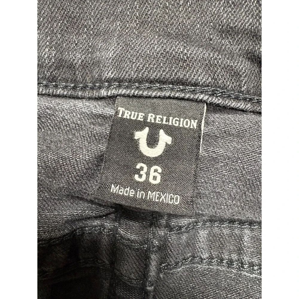 True Religion Rocco Relaxed Skinny Jeans Mens Black Measured 37x33 Distressed‎